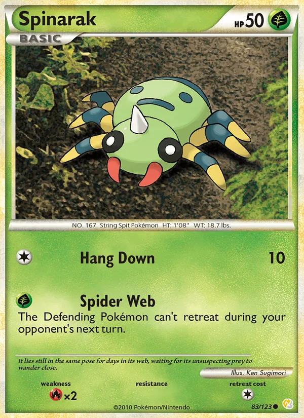 Kartu Spinarak dari HeartGold SoulSilver, nomor 83/123