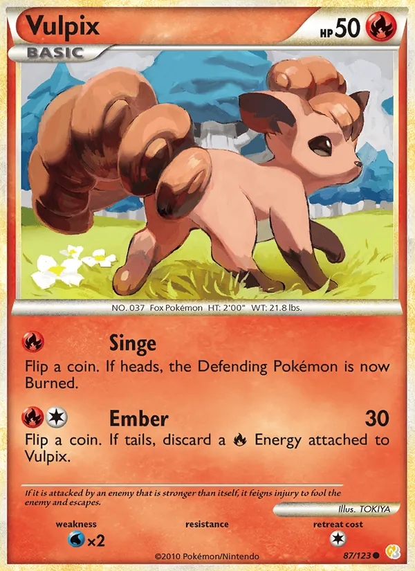 Kartu Vulpix dari HeartGold SoulSilver, nomor 87/123