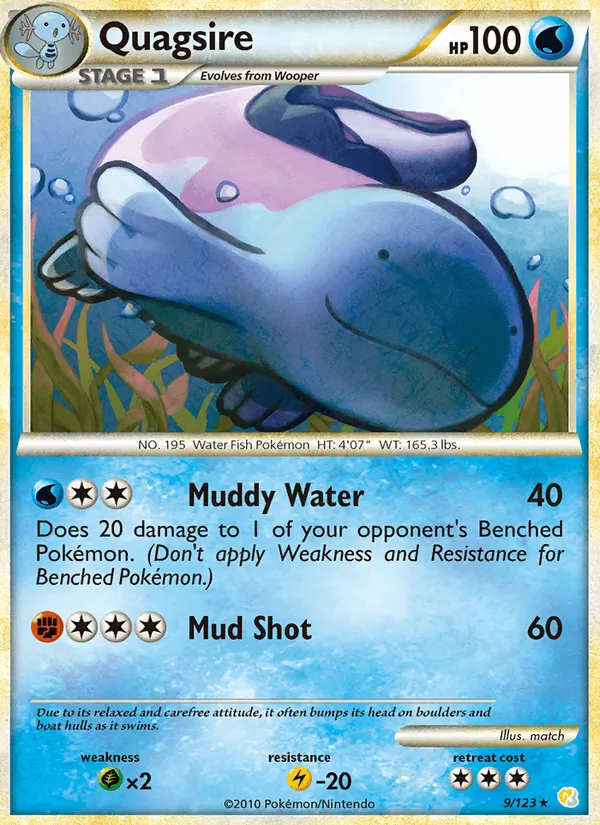Quagsire card from HeartGold SoulSilver, number 9/123