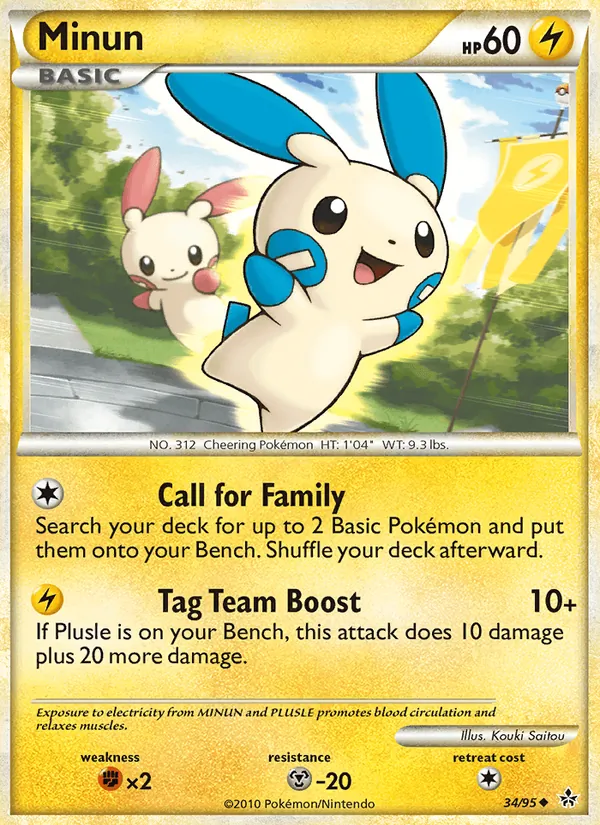 Minun card from Unleashed, number 34/95