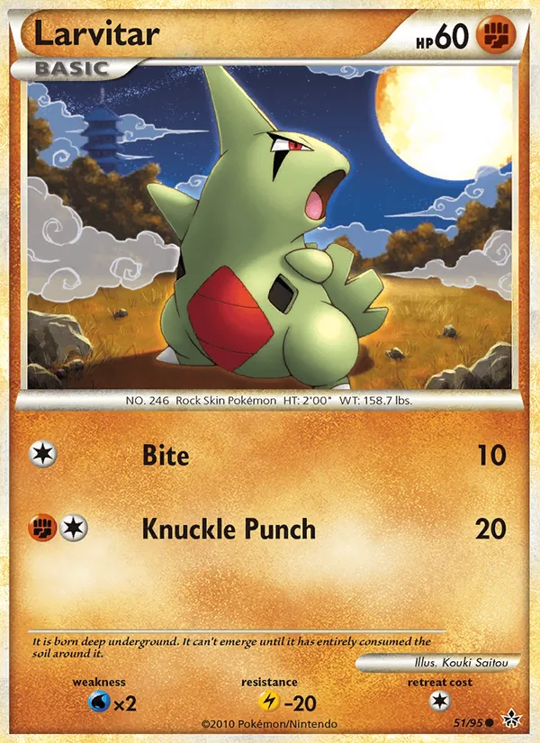 Larvitar card from Unleashed, number 51/95