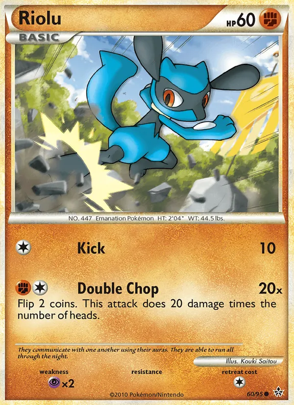 Riolu card from Unleashed, number 60/95