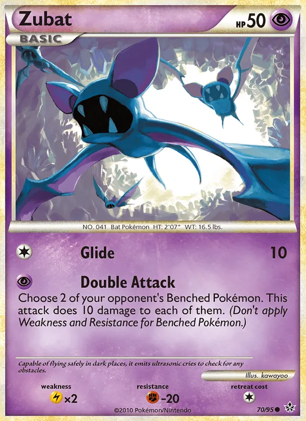 Zubat card from Unleashed, number 70/95