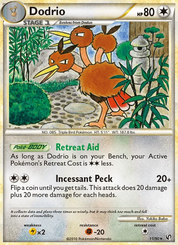 Dodrio card from Undaunted, number 11/90