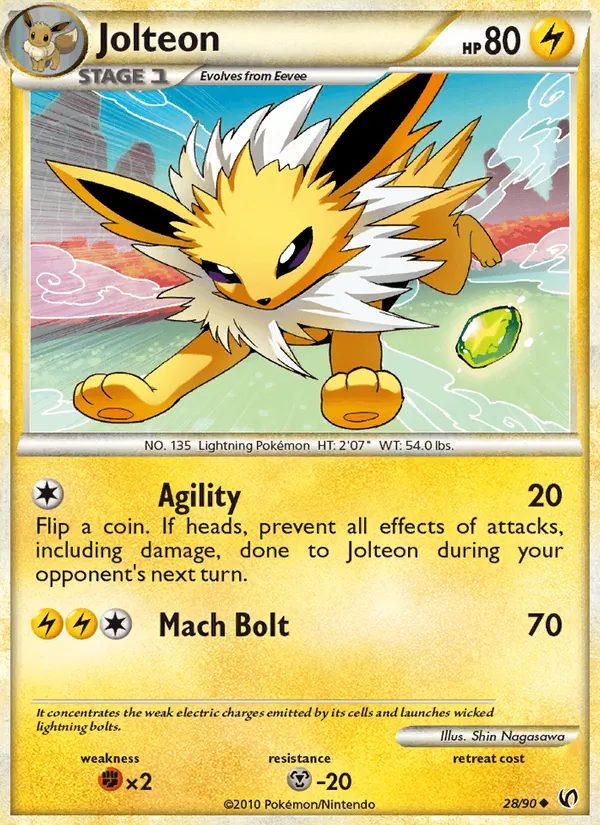 Jolteon card from Undaunted, number 28/90