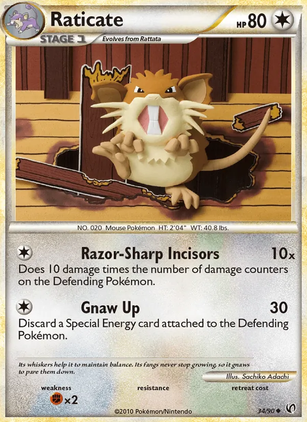 Raticate card from Undaunted, number 34/90