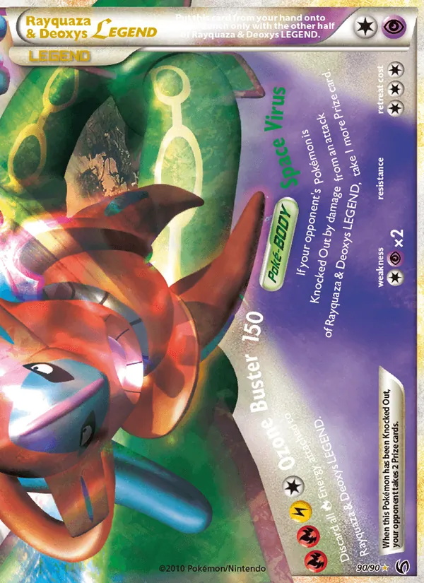 Rayquaza & Deoxys LEGEND card from Undaunted, number 90/90