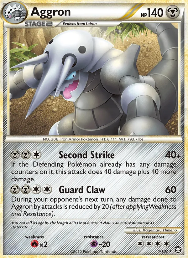 Aggron card from Triumphant, number 1/102