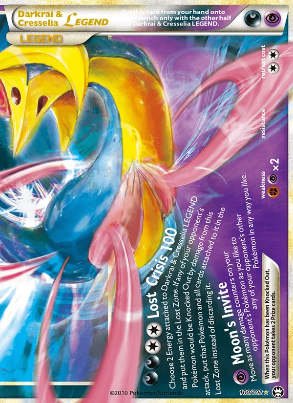 Darkrai & Cresselia LEGEND card from Triumphant, number 100/102