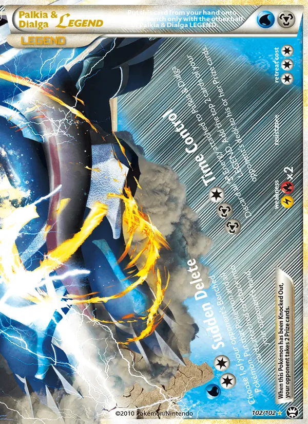 Palkia & Dialga LEGEND card from Triumphant, number 102/102