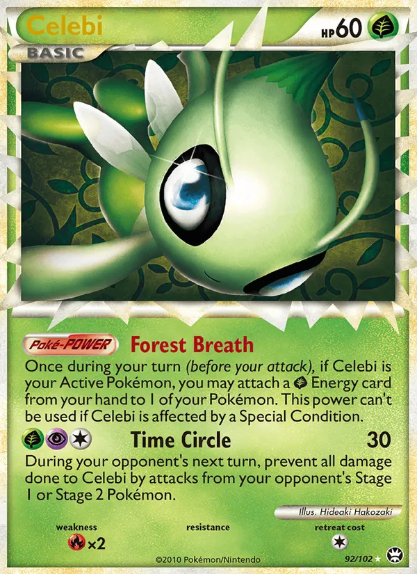 Celebi card from Triumphant, number 92/102