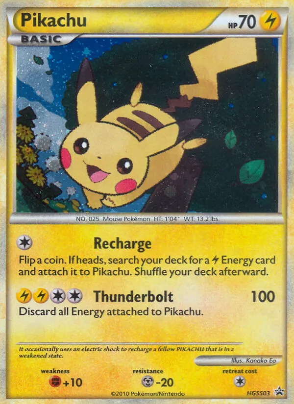 Pikachu card from HGSS Black Star Promos, number HGSS03/25