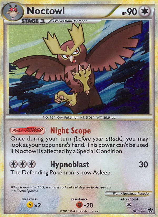Noctowl card from HGSS Black Star Promos, number HGSS06/25