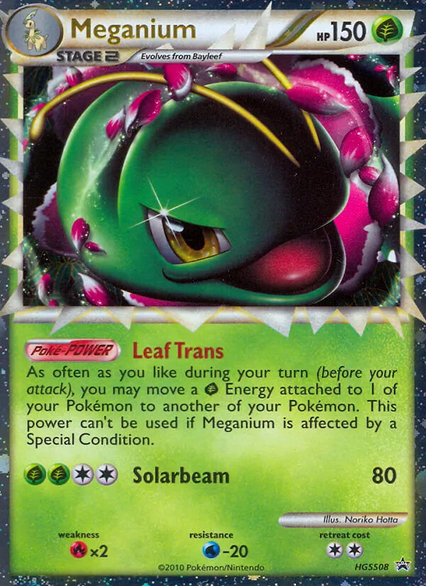 Meganium card from HGSS Black Star Promos, number HGSS08/25