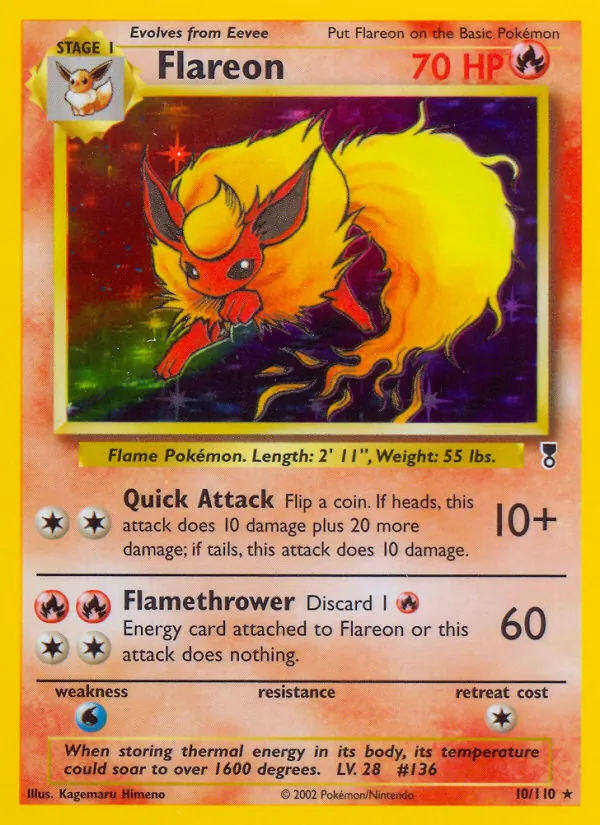 Flareon card from Legendary Collection, number 10/110