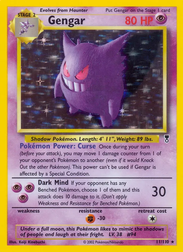 Gengar card from Legendary Collection, number 11/110