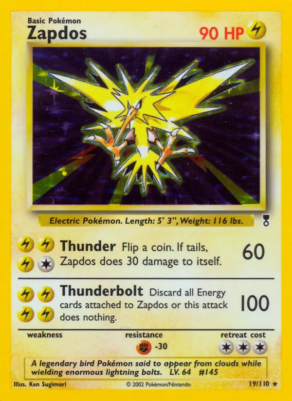 Zapdos card from Legendary Collection, number 19/110
