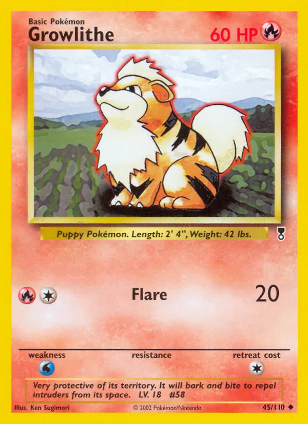 Growlithe card from Legendary Collection, number 45/110