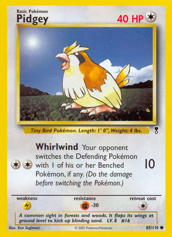 Pidgey card from Legendary Collection, number 85/110