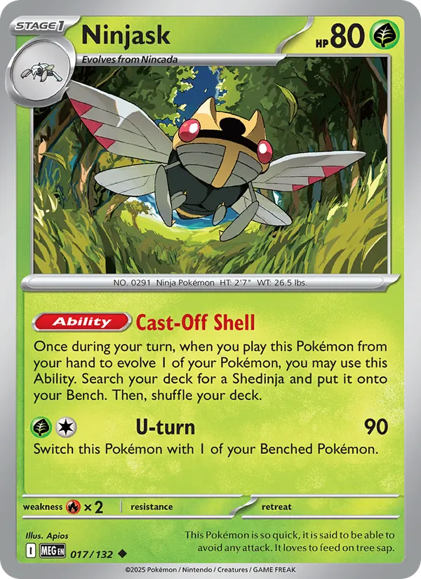Kaart Ninjask uit Mega Evolution, nummer 017/132