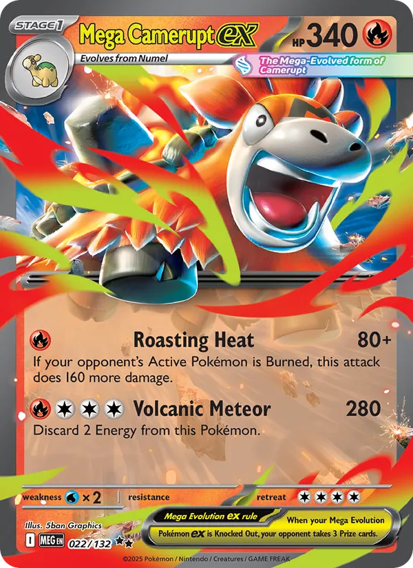 Kartu Mega Camerupt ex dari Mega Evolution, nomor 022/132