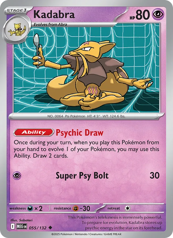 Kadabra card from Mega Evolution, number 055/132