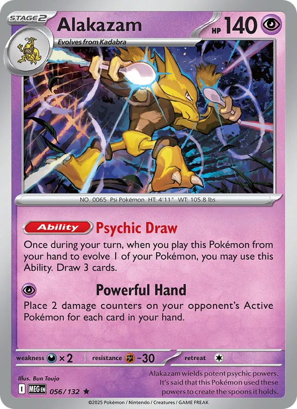 Kaart Alakazam uit Mega Evolution, nummer 056/132