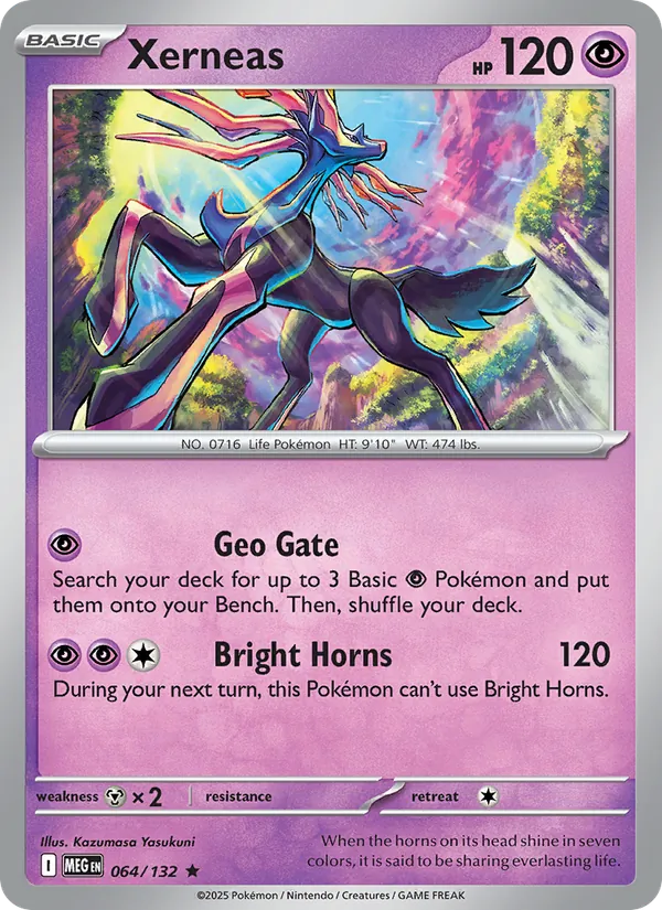 Kaart Xerneas uit Mega Evolution, nummer 064/132