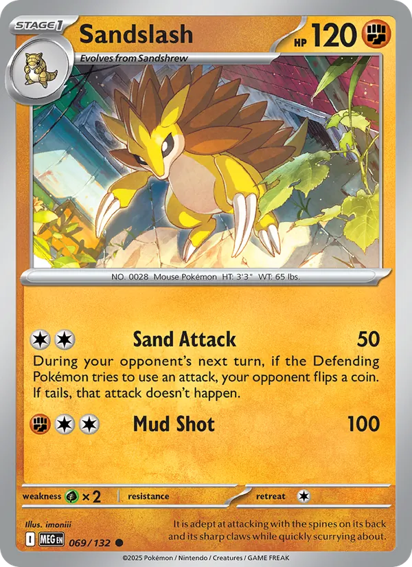 Kartu Sandslash dari Mega Evolution, nomor 069/132