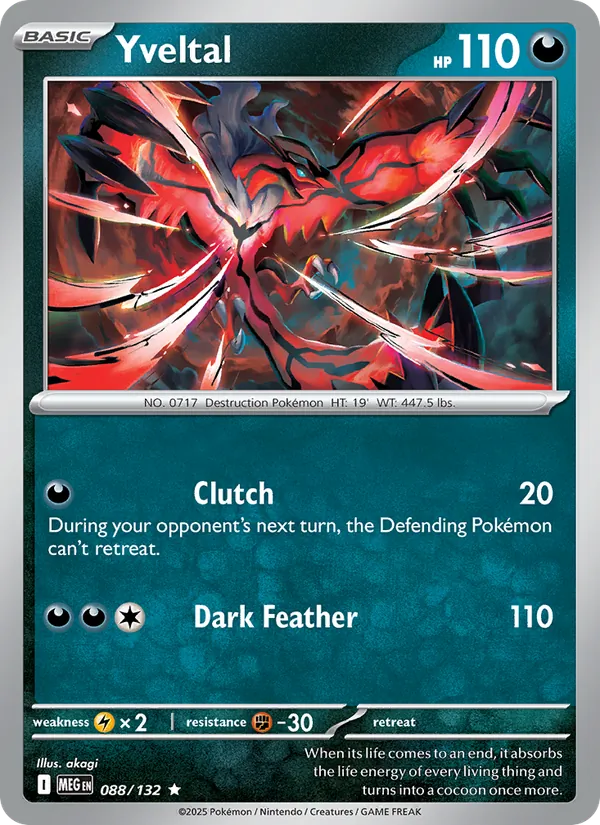 Kartu Yveltal dari Mega Evolution, nomor 088/132