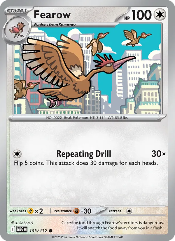 Kartu Fearow dari Mega Evolution, nomor 103/132