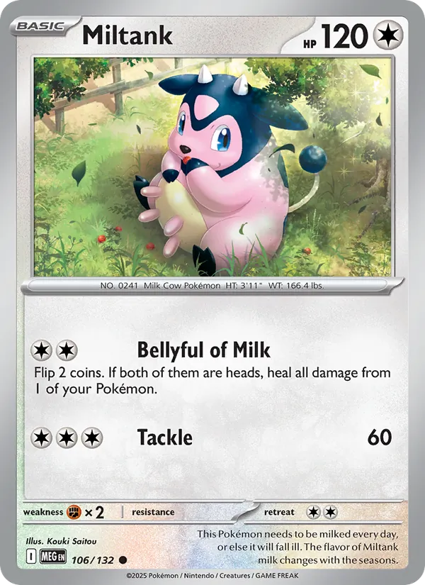 Kartu Miltank dari Mega Evolution, nomor 106/132
