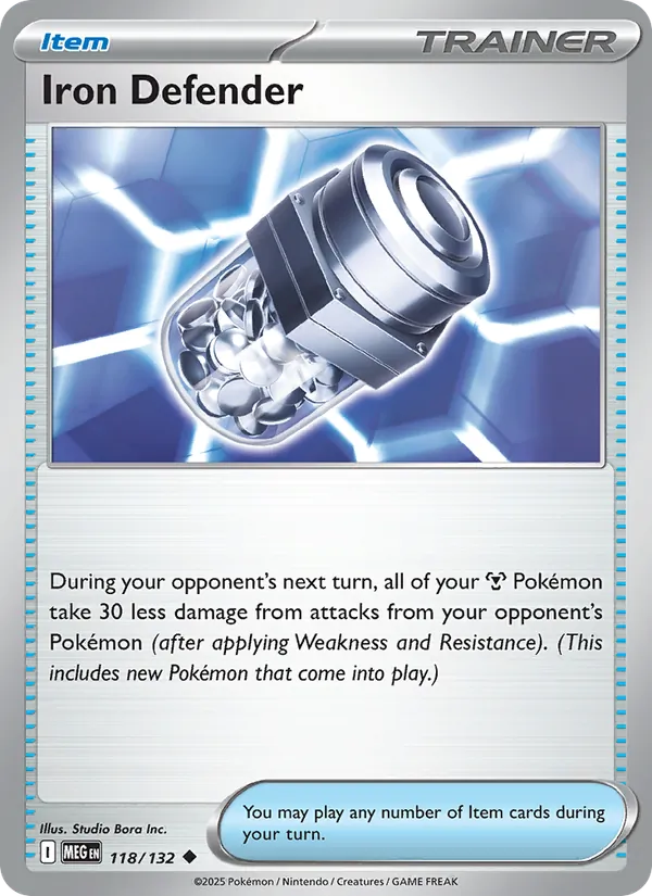 Kaart Iron Defender uit Mega Evolution, nummer 118/132