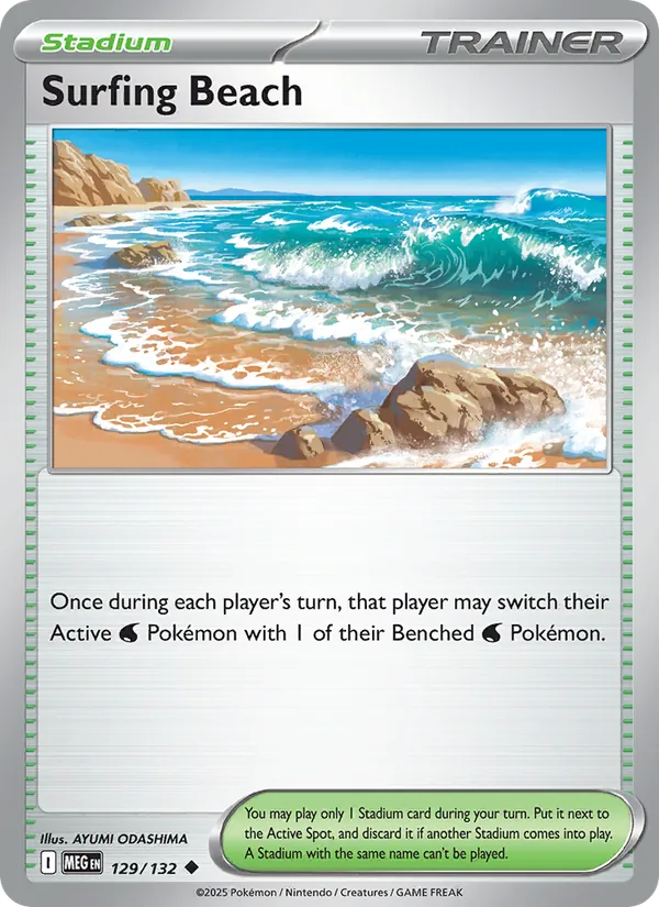 Kartu Surfing Beach dari Mega Evolution, nomor 129/132