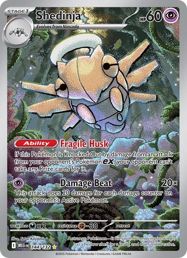 Kaart Shedinja uit Mega Evolution, nummer 144/132