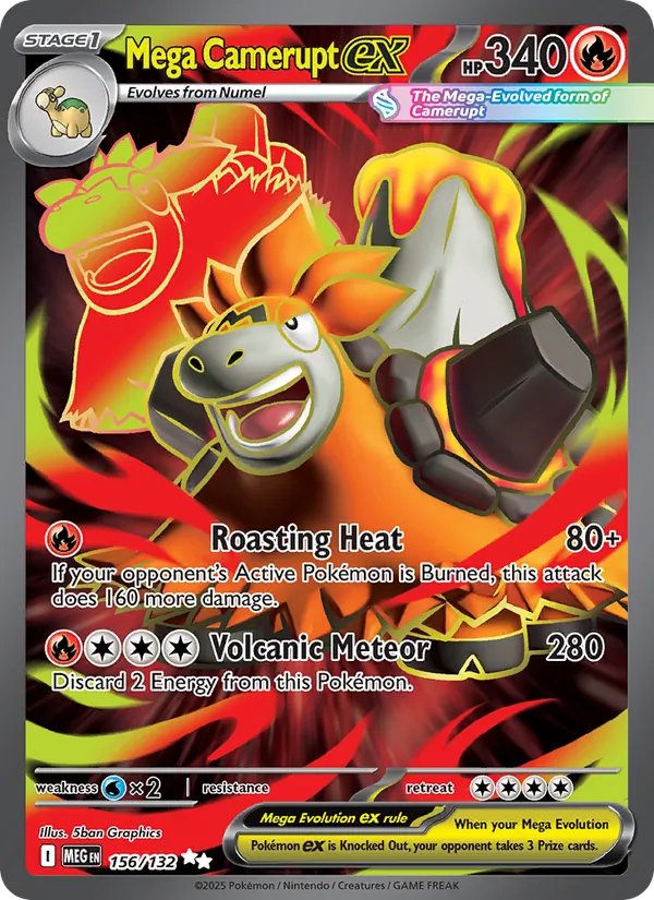 Kartu Mega Camerupt ex dari Mega Evolution, nomor 156/132