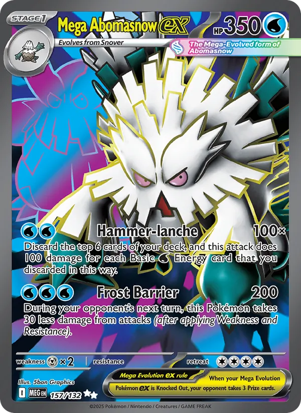 Kartu Mega Abomasnow ex dari Mega Evolution, nomor 157/132