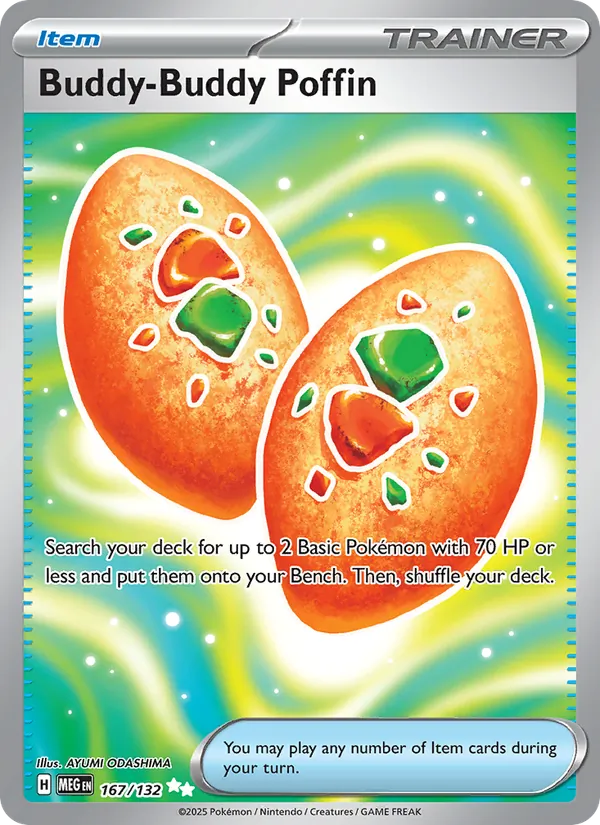 Kartu Buddy-Buddy Poffin dari Mega Evolution, nomor 167/132