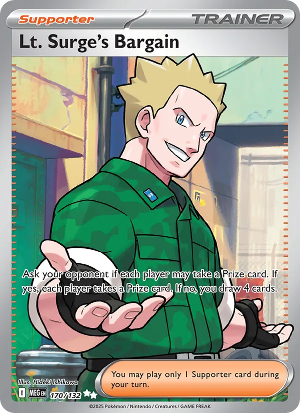 Kartu Lt. Surge's Bargain dari Mega Evolution, nomor 170/132
