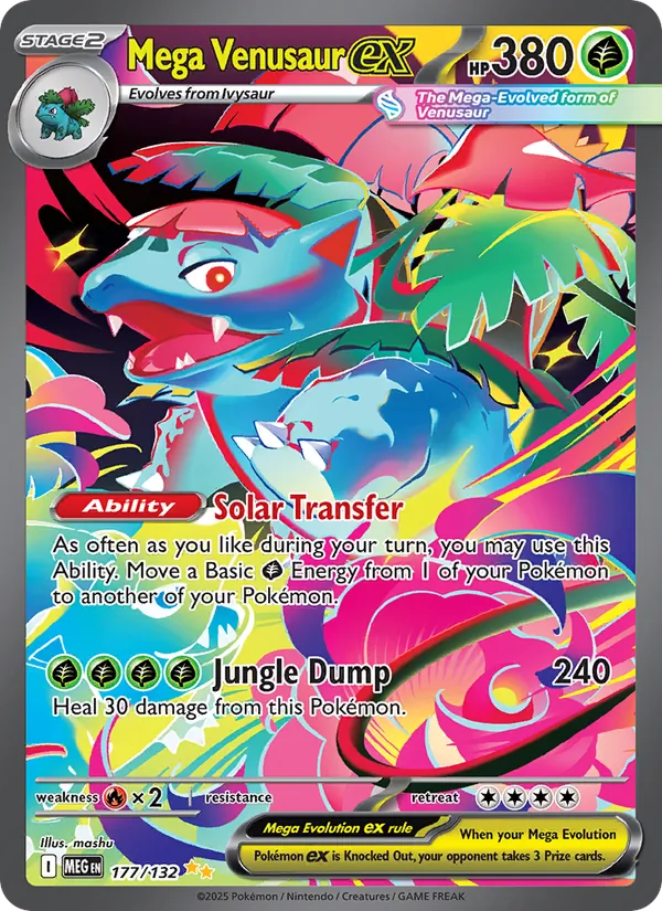 Mega Venusaur ex card from Mega Evolution, number 177/132
