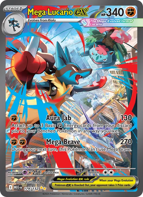 Mega Lucario ex card from Mega Evolution, number 179/132
