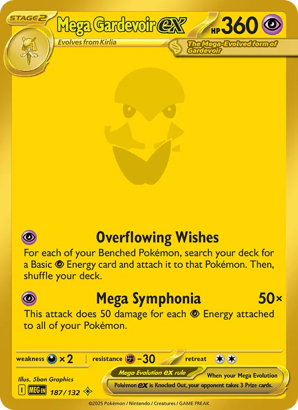 Mega Gardevoir ex card from Mega Evolution, number 187/132