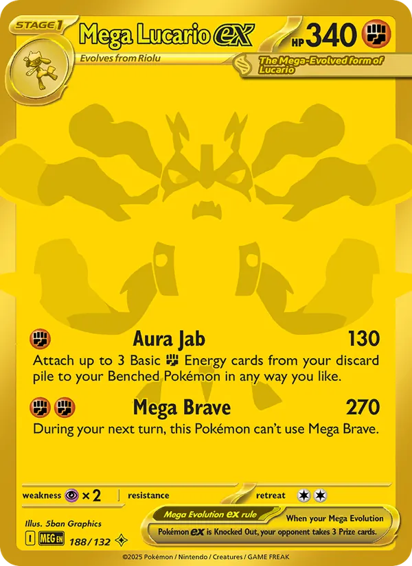 Mega Lucario ex card from Mega Evolution, number 188/132