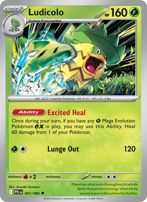 Kaart Ludicolo uit Phantasmal Flames, nummer 007/94
