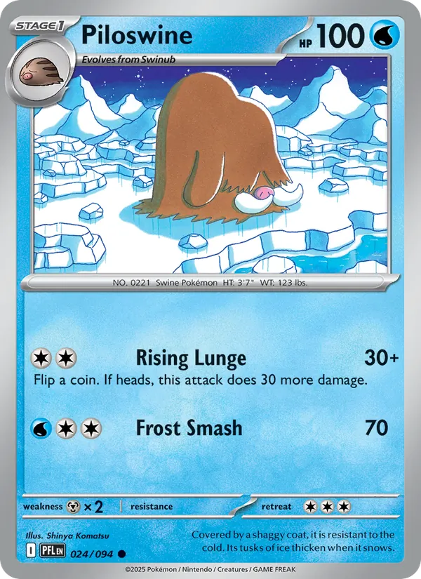 Kartu Piloswine dari Phantasmal Flames, nomor 024/94