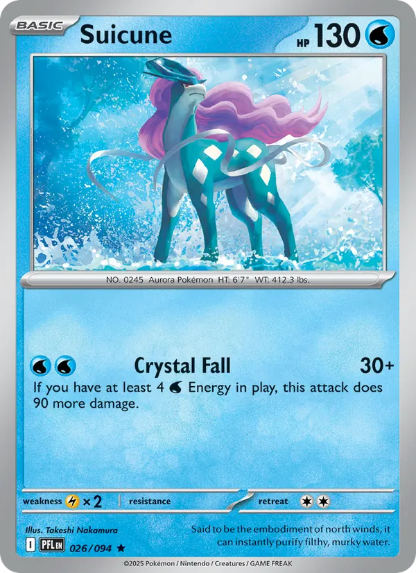 Kaart Suicune uit Phantasmal Flames, nummer 026/94