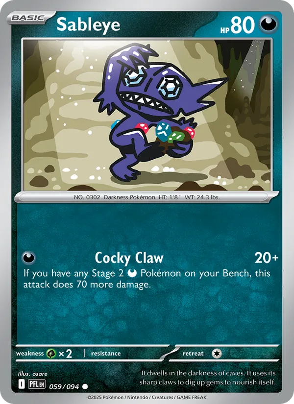 Kartu Sableye dari Phantasmal Flames, nomor 059/94