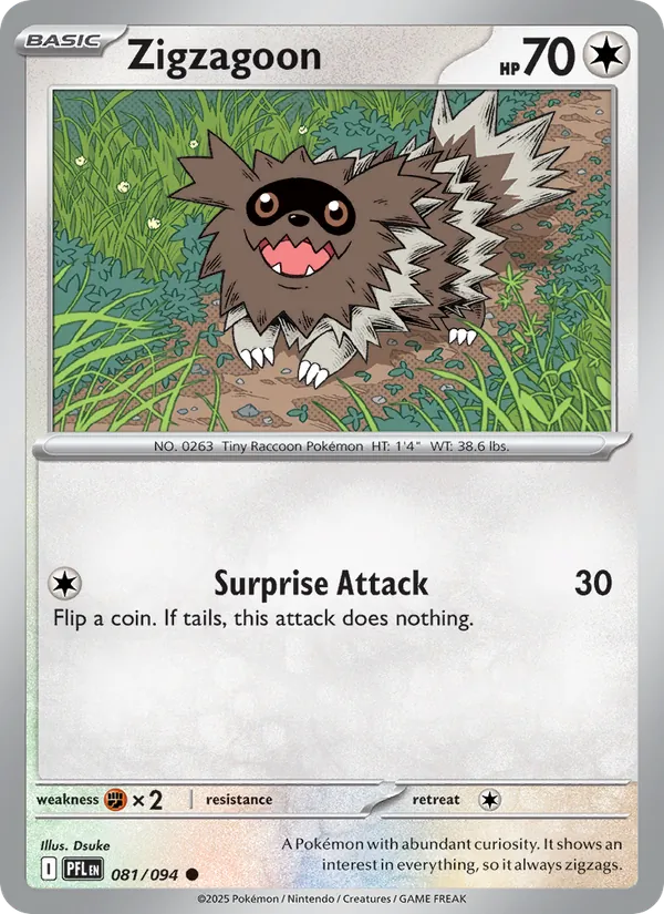 Kaart Zigzagoon uit Phantasmal Flames, nummer 081/94