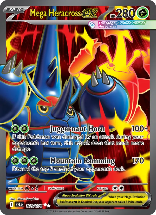 Kaart Mega Heracross ex uit Phantasmal Flames, nummer 108/94