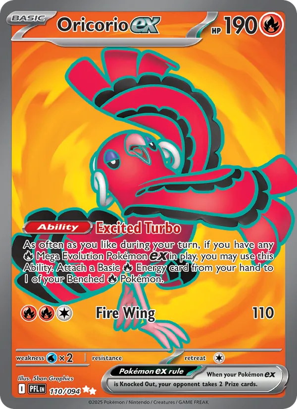 Oricorio ex card from Phantasmal Flames, number 110/94